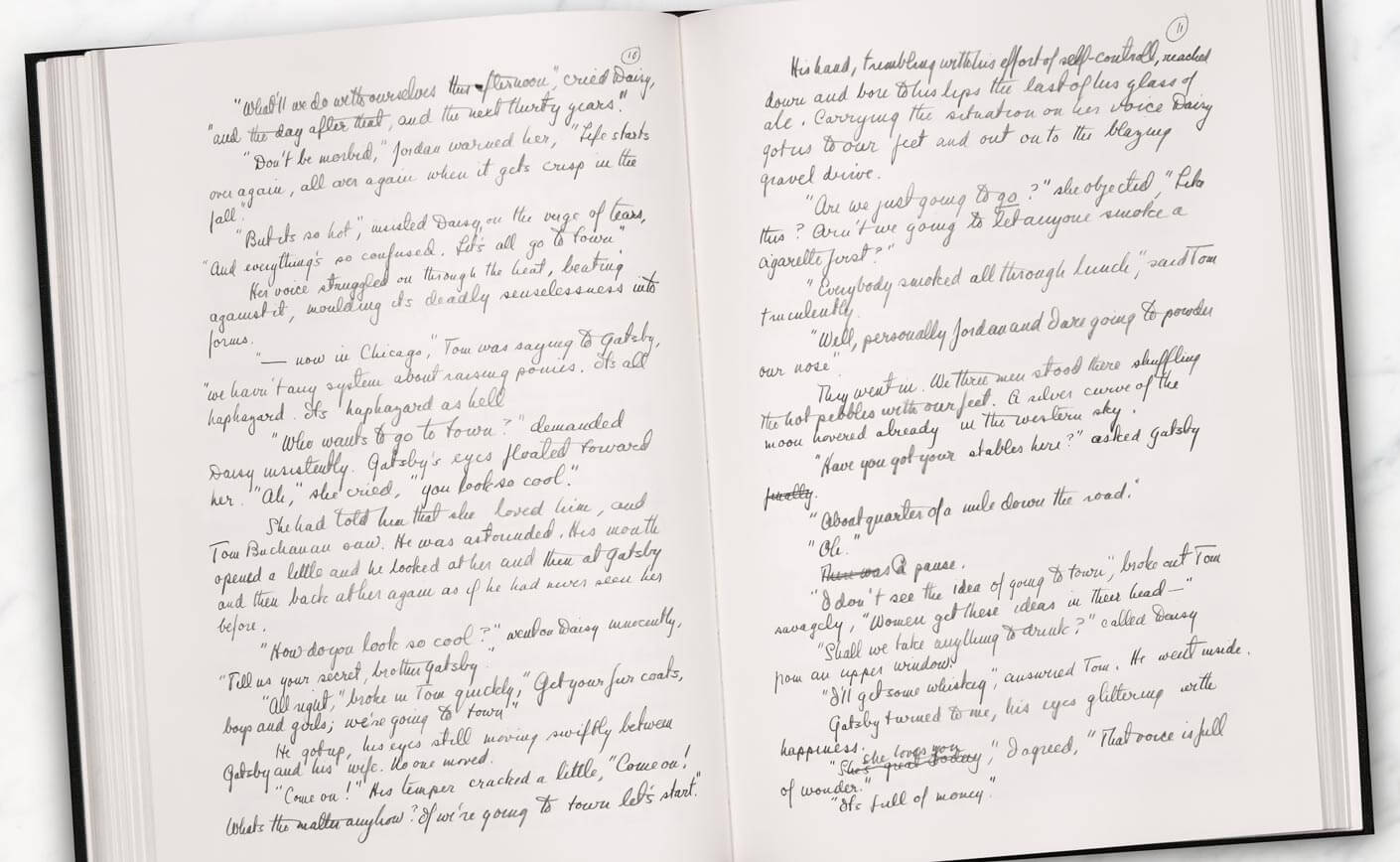 the manuscript of The Great Gatsby by Scott Fitzgerald