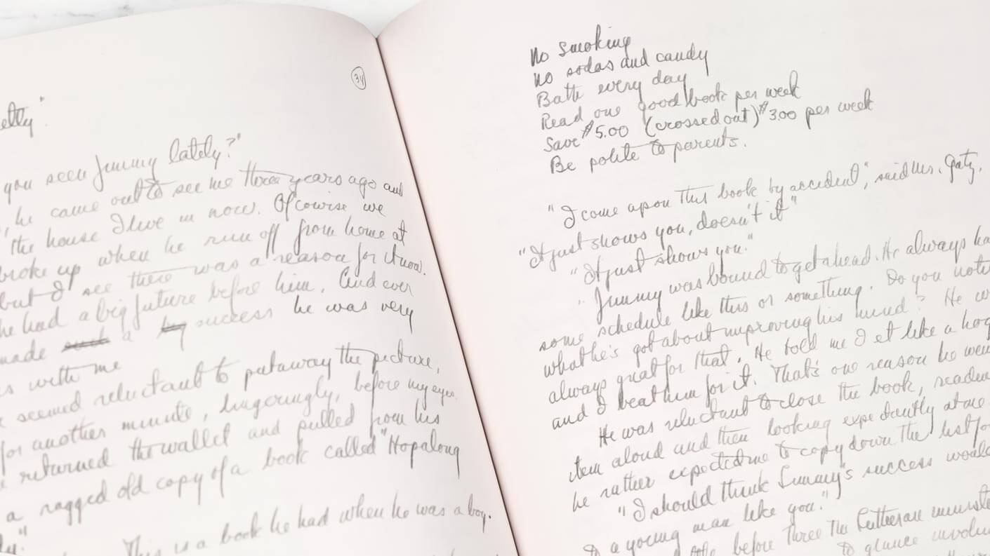 The Great Gatsby handwritten book