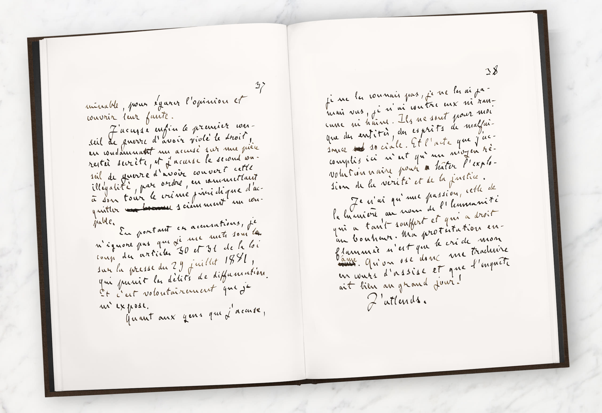 Facsimile d'Emile Zola